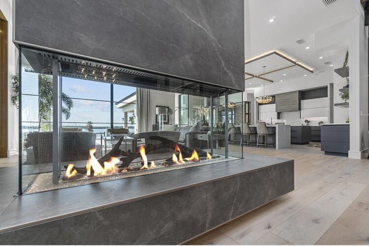 Modern Transitional Electric Fireplace | Villa Del Lago